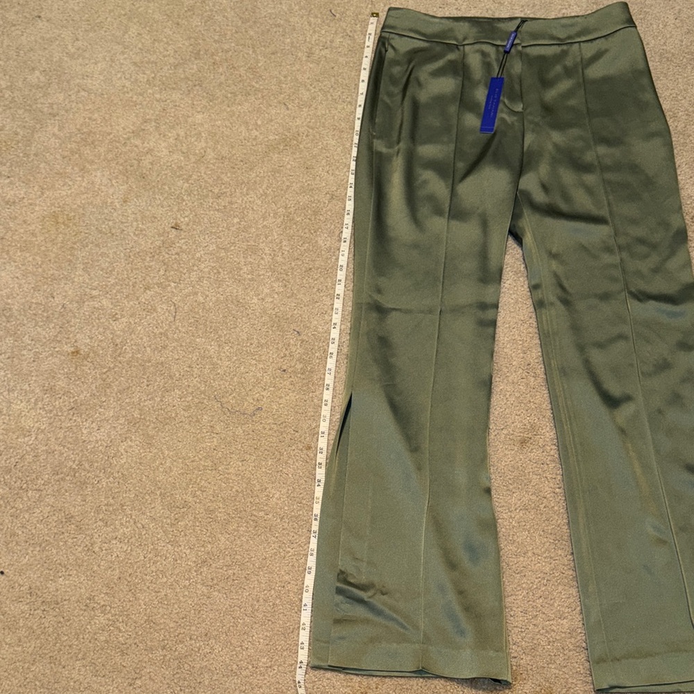 Elie Tahari Green Satin Pants - Picture 2 of 9
